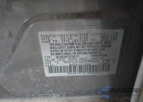 2015 Nissan Sentra S z USA, uszkodzony, nr VIN 3N1AB7AP7FY285171